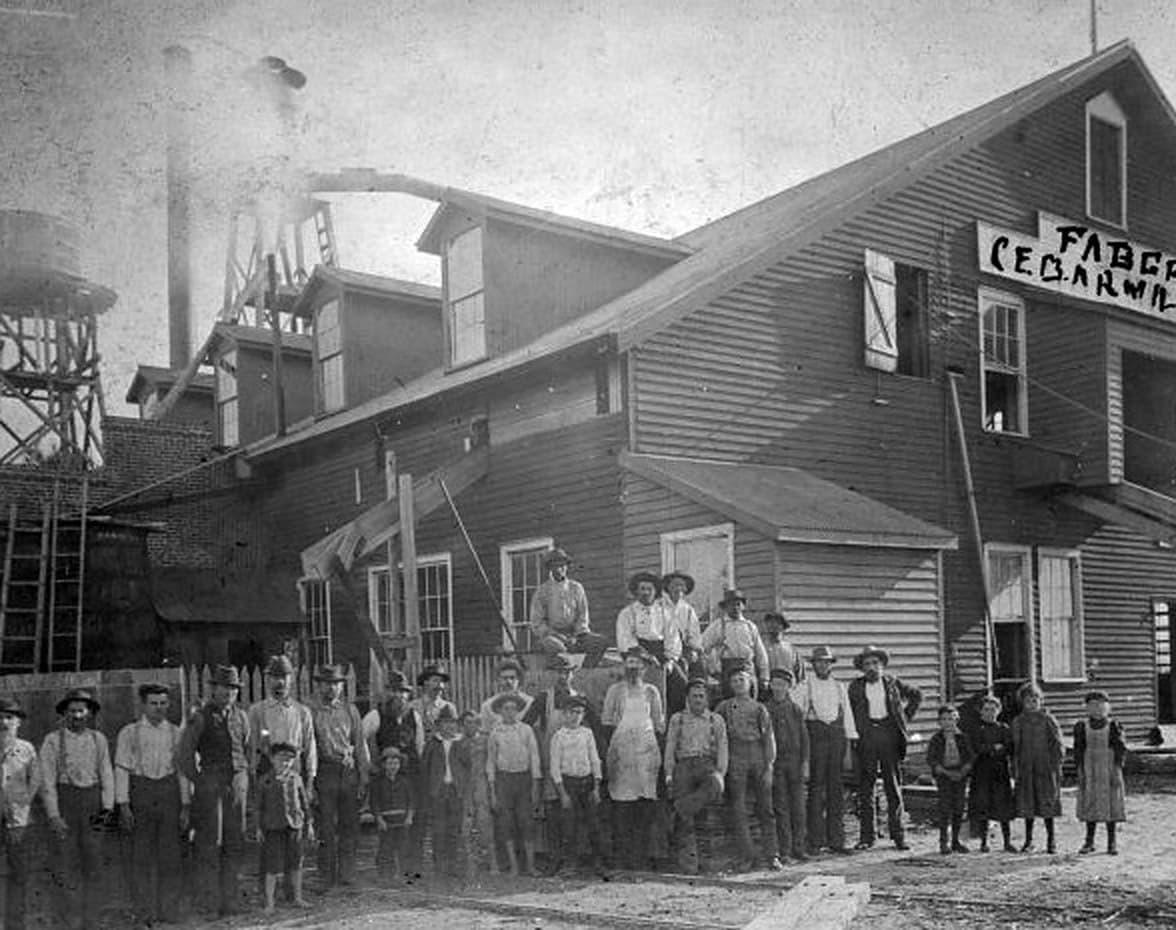 The workers of the Faber cedar mill at Cedar Key, photographed on January 29, 1896