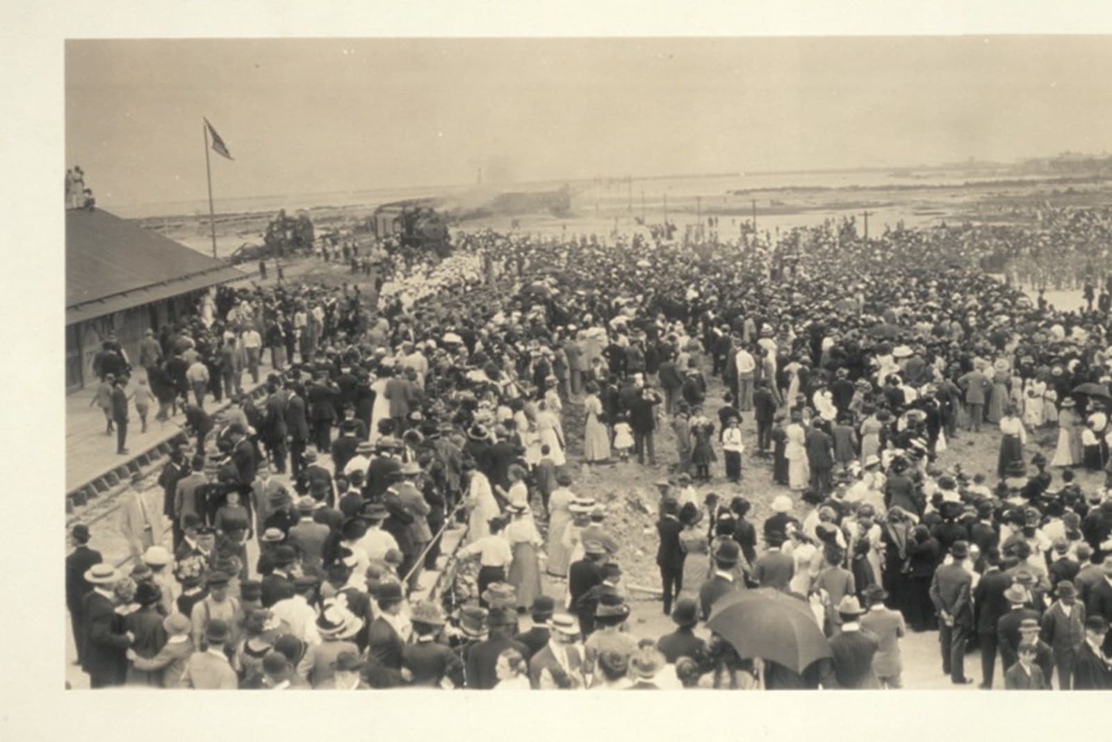 The crowd that met the first train into Key West on January 22, 1912, with Henry Flagler aboard